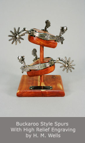 Buckaroo Style Spurs with High Relief Engraving by H.M. Wells