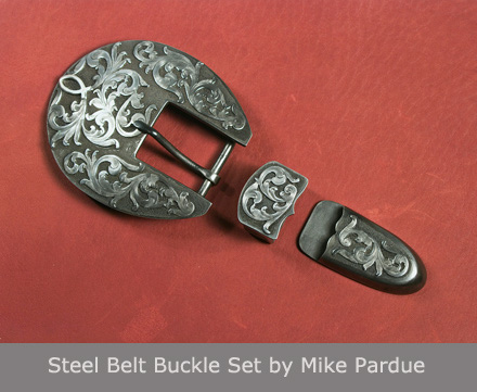 Steel Belt Buckle Set by Mike Perdue