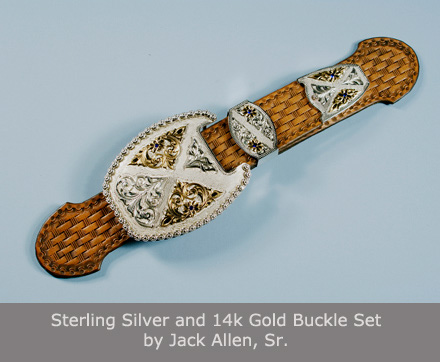 Sterling Silver and 14k Gold Buckle Set by Jack Allen, Sr.