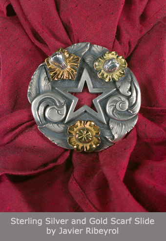 Sterling Silver and Gold Scarf Slide by Javier Ribeyrol
