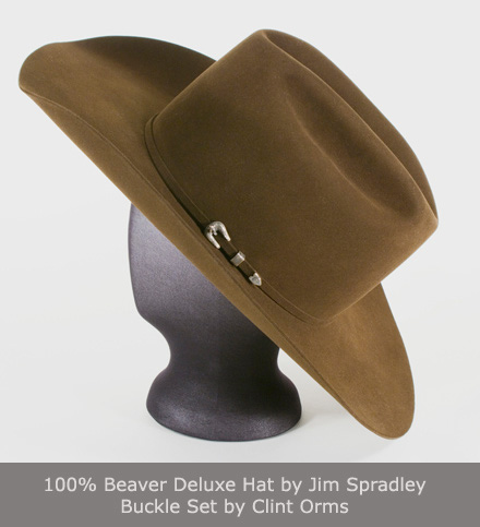 100% Beaver Deluxe Hat by Jim Spradley & Buckle Set by Clint Orms