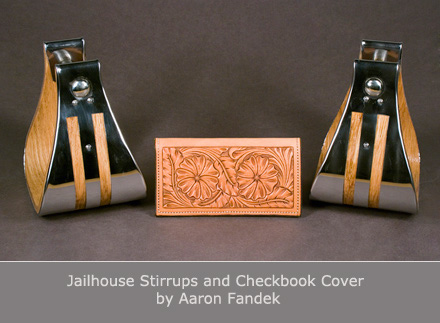 Jailhouse Stirrups and Checkbook Cover by Aaron Fandek