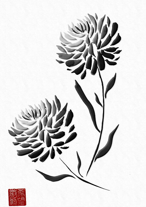 sumi-e-chrysanthemum-one-lori-grimmett