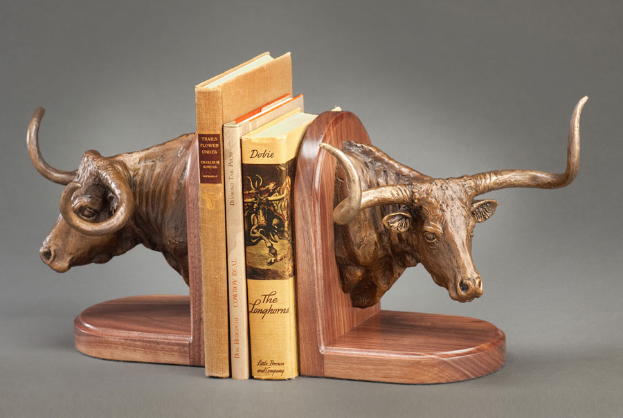 Longhorn Book Ends by Rick McCumber