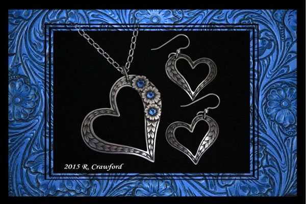 Offset Heart Pendant and Earrings Set by Rex Crawford