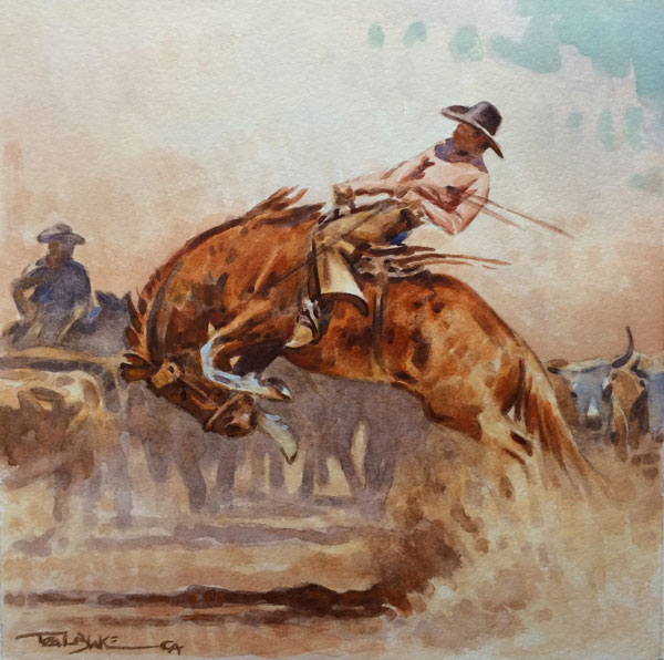 80.-The-Bronc,-watercolor,$1000–Teal-Blake