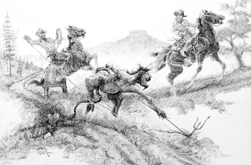 11. Mike Capron, Ol Devil Be Damned, 17 x 24, pen and ink, $4,500