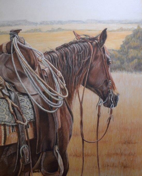 23. Kathryn Leitner, Tools of the Trade, Conte and chalk on sanded paper, $1,350