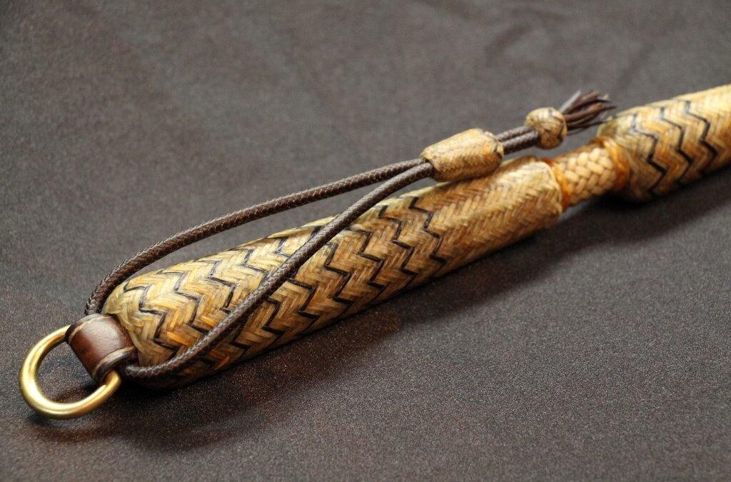 30.a. Whit Olson, Braided Rawhide Quirt, Handle Detail