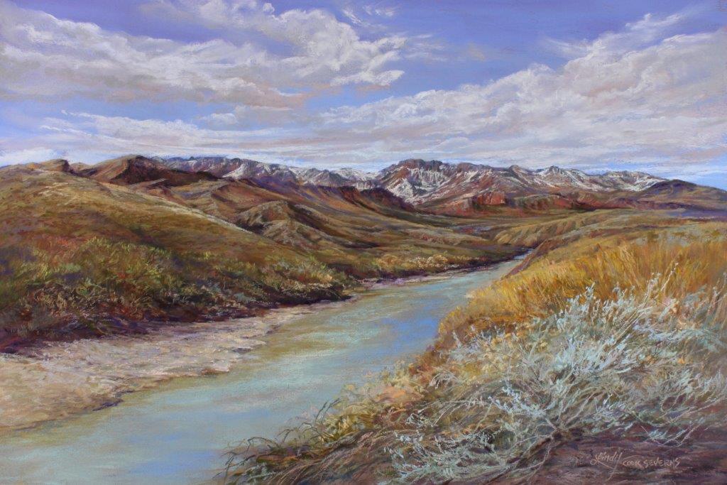Snowy Peaks on the Rio Grande by Lindy Cook Severns