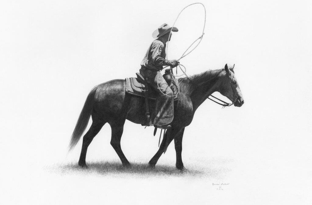 4. Brian Asher, Ready To Rope, 14 x 15.5, pencil, $2,600
