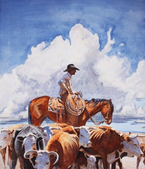 7. Teal Blake Off the Top , 20 x 30, watercolor, $7,000