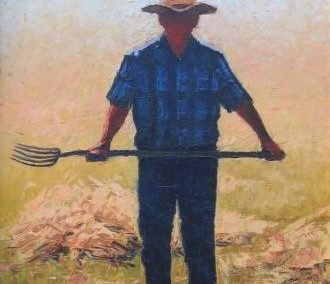Farmer with Pitchfork by Douglas Aagard
