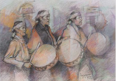 Taos Drummers by Johnson Yazzie