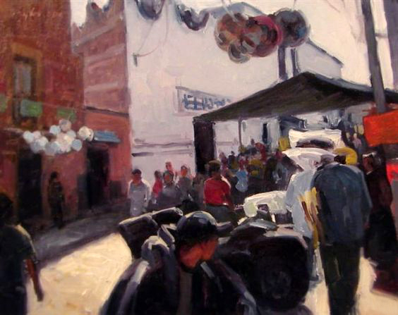 taylor-lynde-a-wedding-in-mexico-part-1-the-busy-streets-of-san-miguel-2009-oil-on-panel-8-x-10