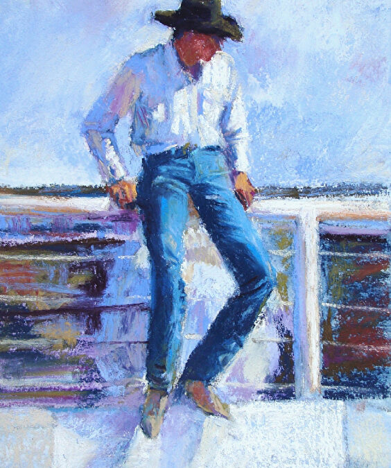 trish-stevenson-lanky-cowboy-2010-sanded-pastel-on-paper-8-x-6