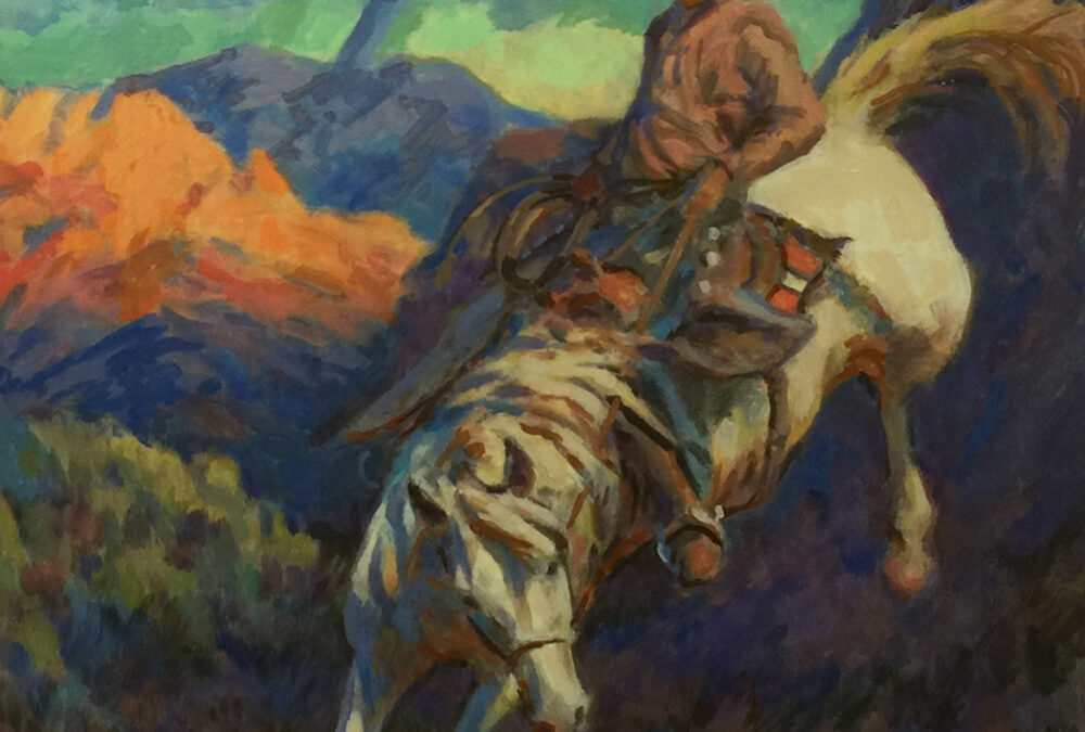 Buckeye Blake, Riding White Lightning, Oil, 20 x 16, 2600