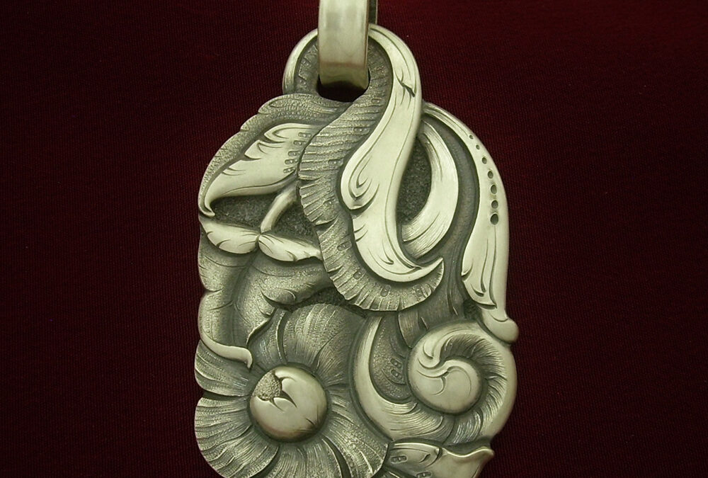 Javier Ribeyrol, Pendant, Sterling Silver & Gold & Rawide 12 Strand, $875