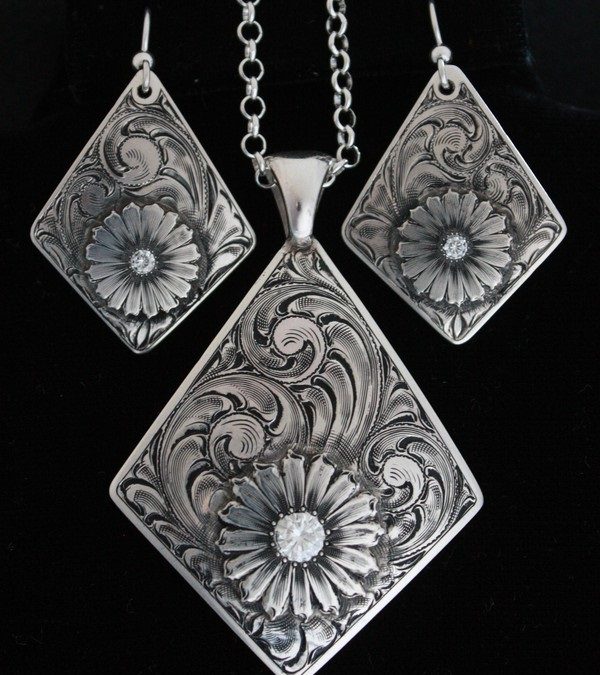 Diamond Daisy Pendant & Earring Set by Rex Crawford