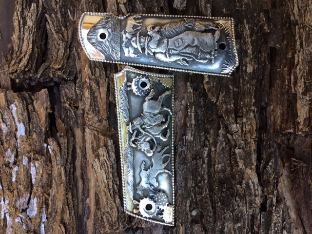 Wayne Franklin, The Prize, Sterling Silver, Pistol Grips for Colt 1911 Auto or similar, $2200