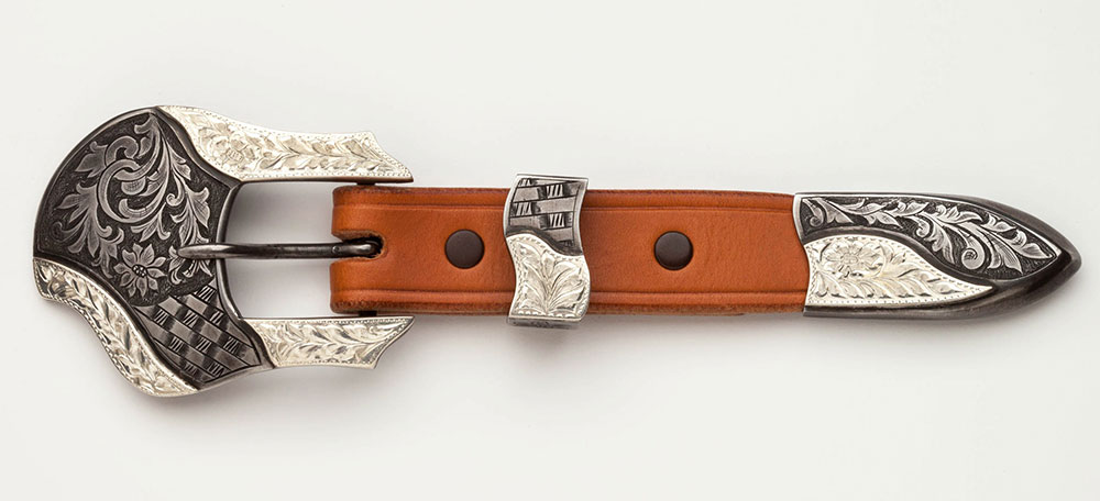 Buckle Set Mild Steel & Sterling Silver by Frank “Buddy” Knight