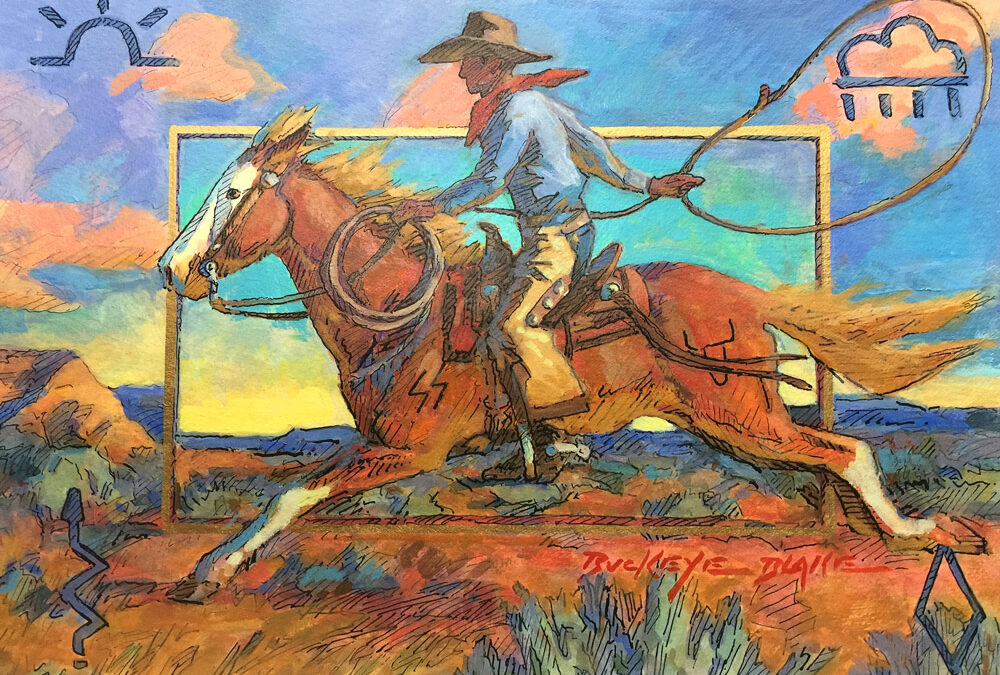 Roping Wild Cattle on the West Texas Plains by Buckeye Blake