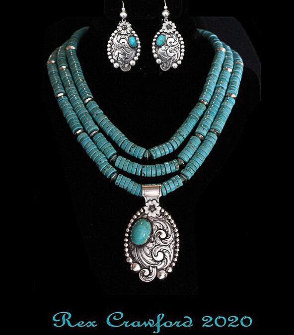 Three-piece Turquoise Set by Rex Crawford