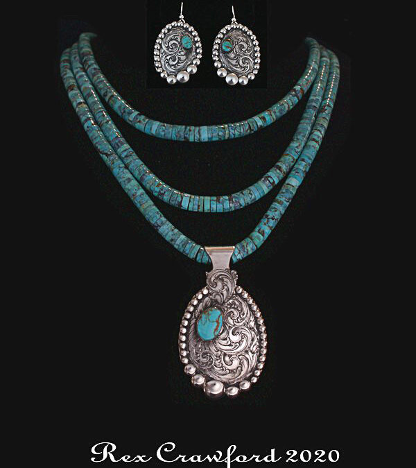 Turquoise Triple Strand Set by Rex Crawford