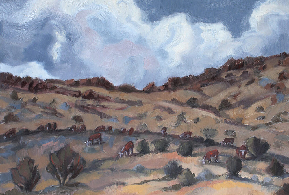 Grazing Herefords by Alice Leese