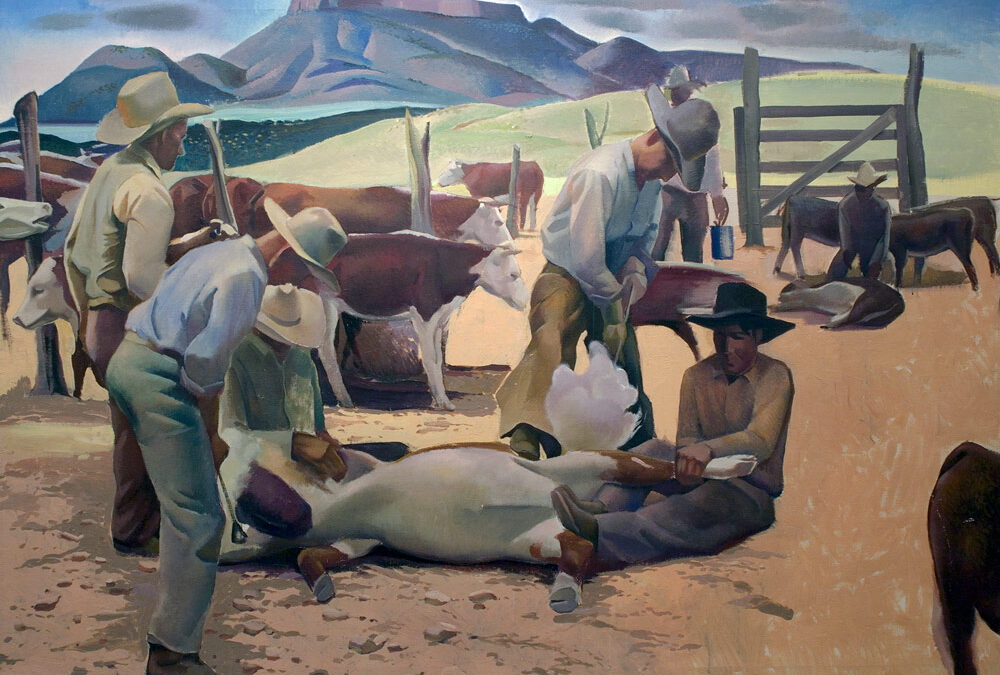 Branding Scene at Cathedral Mountain byJulius Woeltz