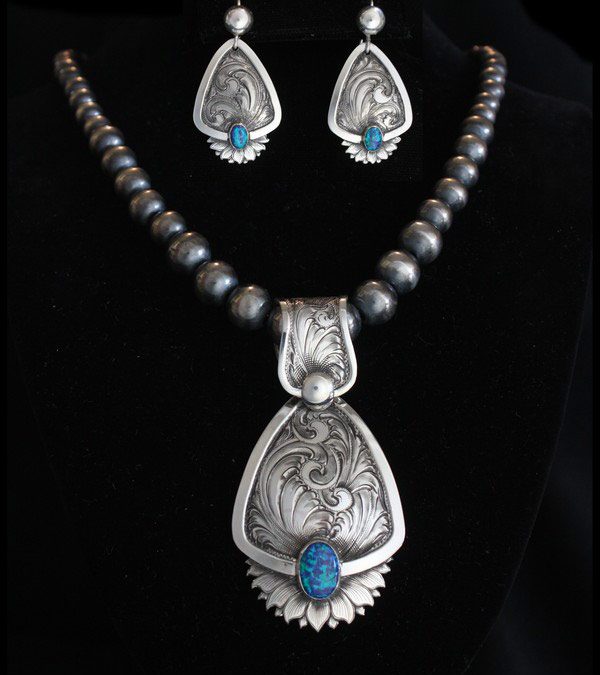 ART 2. Australian Opal Necklace & Earring Set by Rex Crawford – SOLD