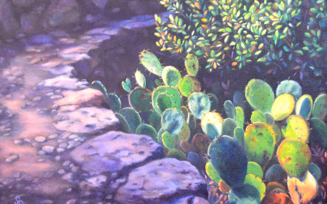 ART-35-Shelly-G-Rogers-Lost-Mine-Path-oil-on-canvas-framed-13×16-575