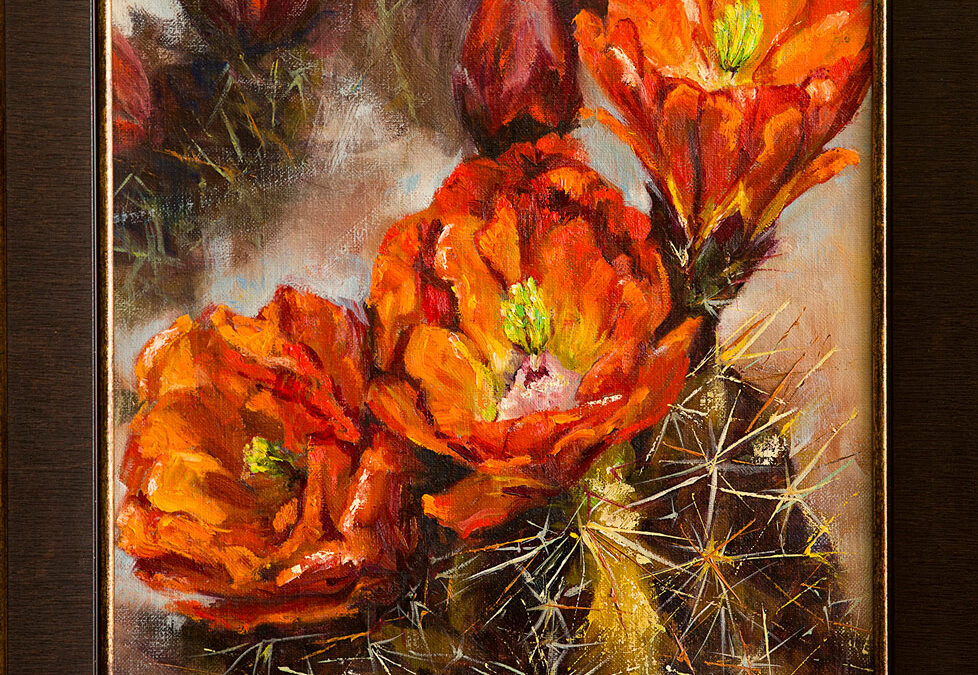 ART-50-Sarah-Harless-Claret-Cup-Cactus-oil-framed-18×22-1800