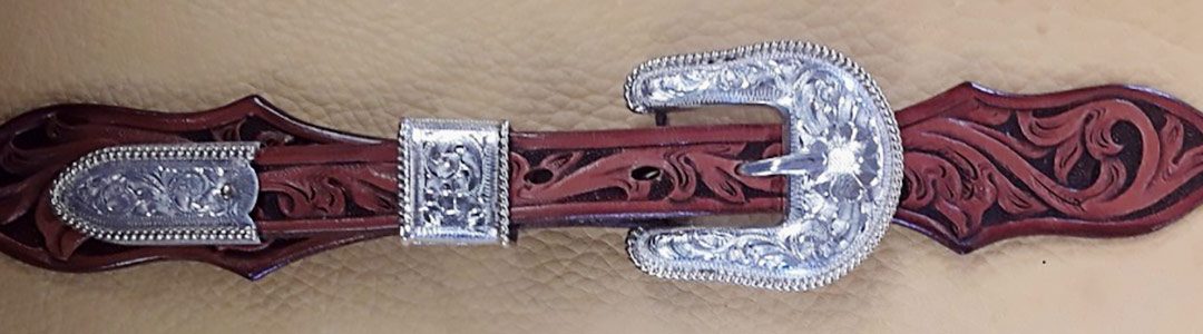ART 58. 3/4” Three Piece Silver Buckle Set by JT Hudson