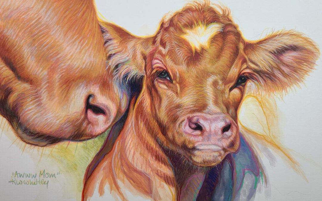 ART-8-KW-Whitley-Aww-Mom-Gouache-and-Color-Pencil-framed-size-15×12-$600