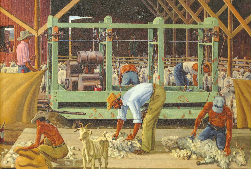 Shearing Time by Fred Darge. The John L. Nau III Collection of Texas Art