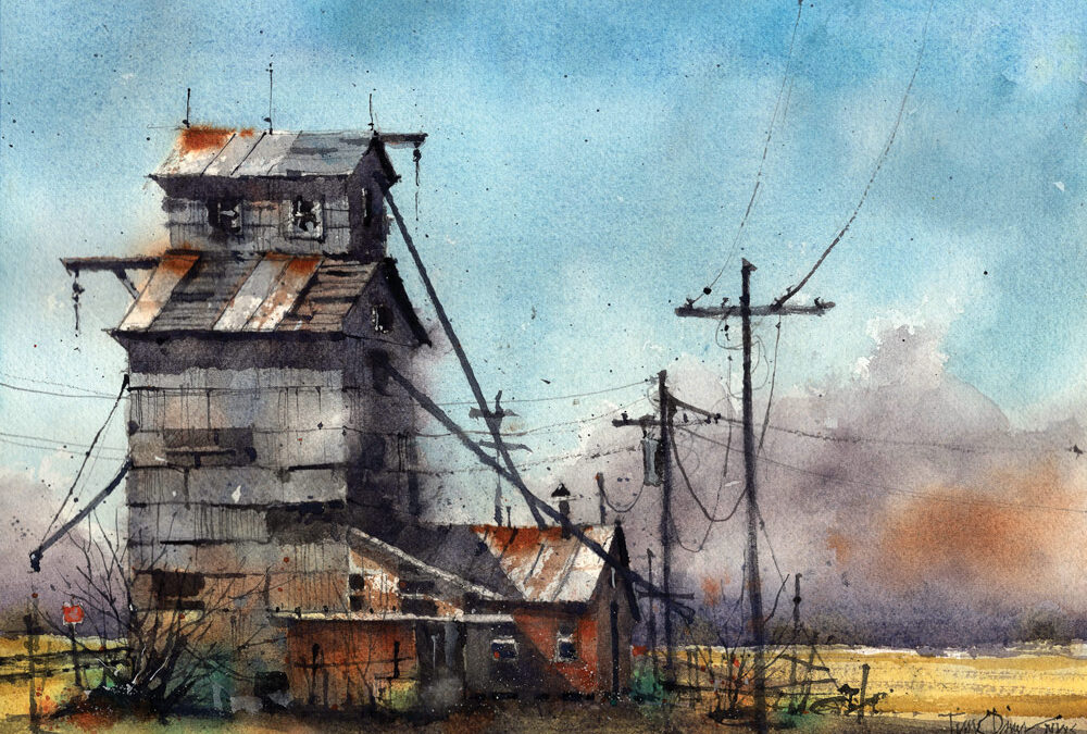 04-Tim-Oliver-Elevator-at-Coleharbor-ND-watercolor-22×26-1500