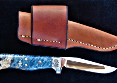 08. Blue Maple Burl Handle 7-inch Knife by Brian Asher – SOLD