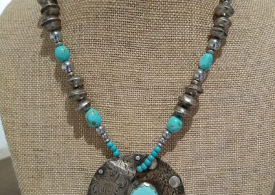 22. Silver Nickel Turquoise Necklace by Randy Glover – SOLD