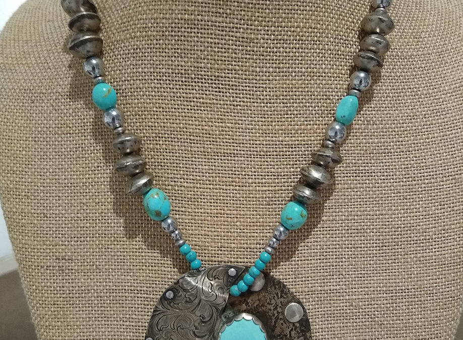 22. Silver Nickel Turquoise Necklace by Randy Glover – SOLD