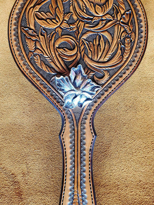 53-Douglas-Krause-Hand-Mirror-full-flower-carved-leather