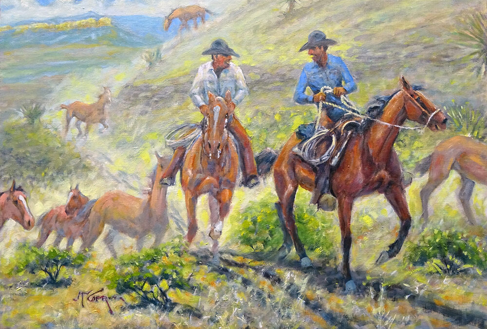 71-Mike-Capron-Shootin’-the-Breeze-on-Company-Time-oil-on-canvas-16×22