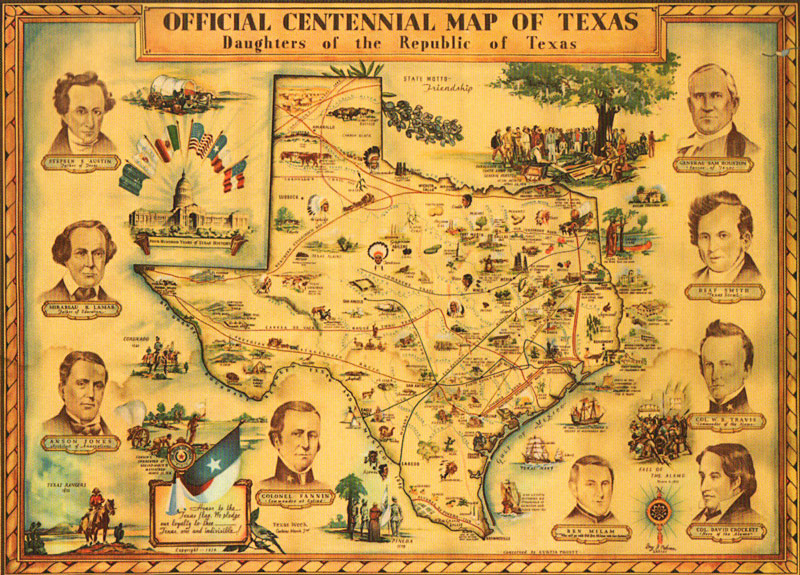 The Official Centennial Map Texas, 1934