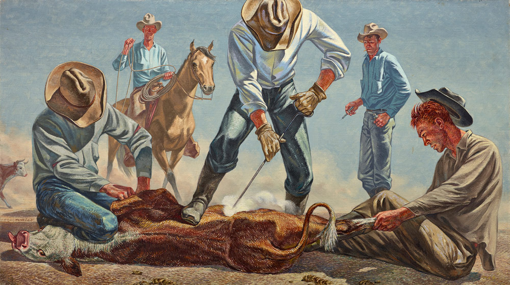 Round-Up-Time-Branding-a-Calf-oil on canvas-Tom-Lea-DMA-gift-of-LIFE-magazine