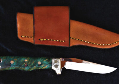 Knife with blue Maple burl handle by Brian Asher – SOLD