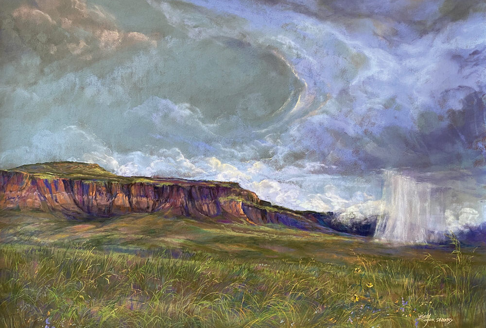 Lindy-Cook-Severns-Falling-Sky-soft-pastel-28×20-Lindy-C,-Severns