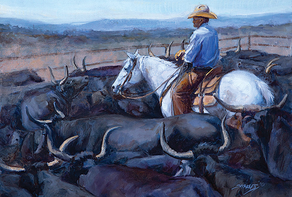 Sarah-Harless-A-Pen-Full-of-Horns-oil-19×23