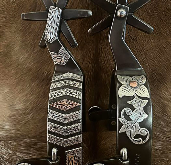 Doug-Cook-Double-Mounted-Spurs-4130-Steel-Silver-and-copper-inlays-975