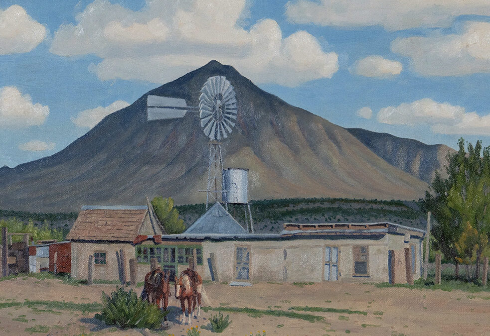 Headquarters-Sierra-Blanca-Texas-circa-1950s-oil-on-canvas-board-12×16-inches