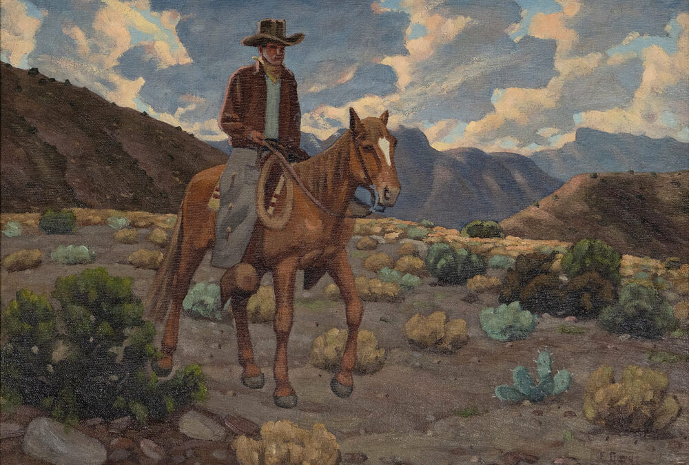 Lone-Rider-circa-late-1930s-oil-on-canvas-board-12×16-inches